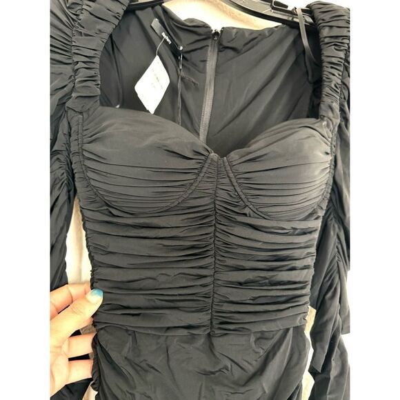 ALEX PERRY Stanton Ruched Sweetheart Cup Dress in black UK8 / US4 - Picture 11 of 12